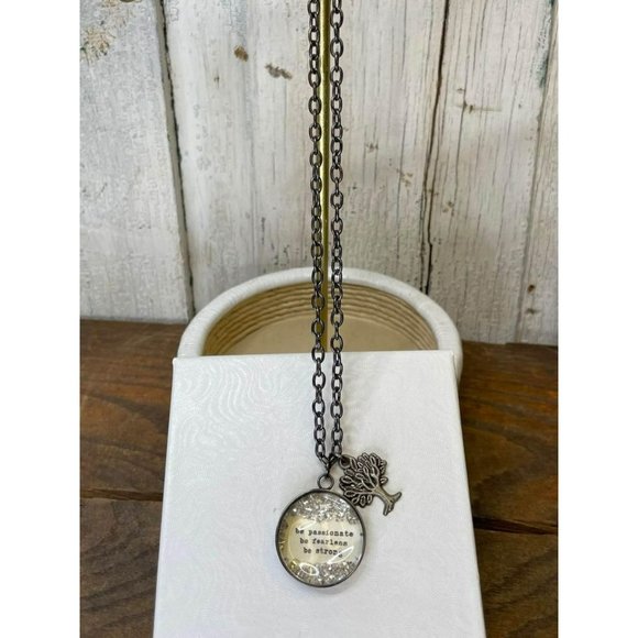 Charm Necklace Glitter Charm 25mm 18”lnch Affirmation Handmade 🖤 - Picture 2 of 7